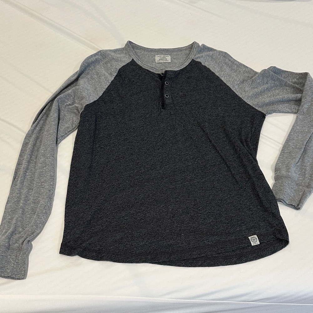 Lucky Brand Charcoal and Heather Gray Henley Shirt